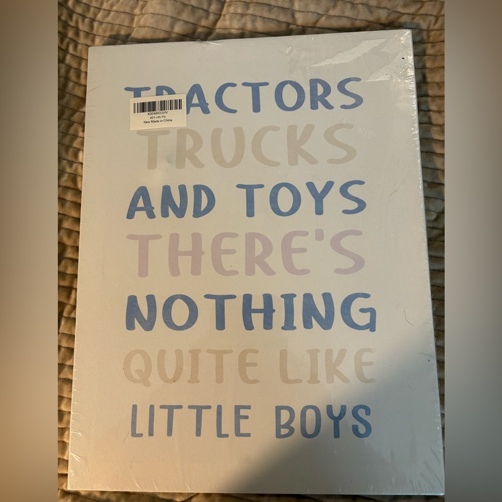 Kids Wall Art with Blue, Pink, and Tan Text